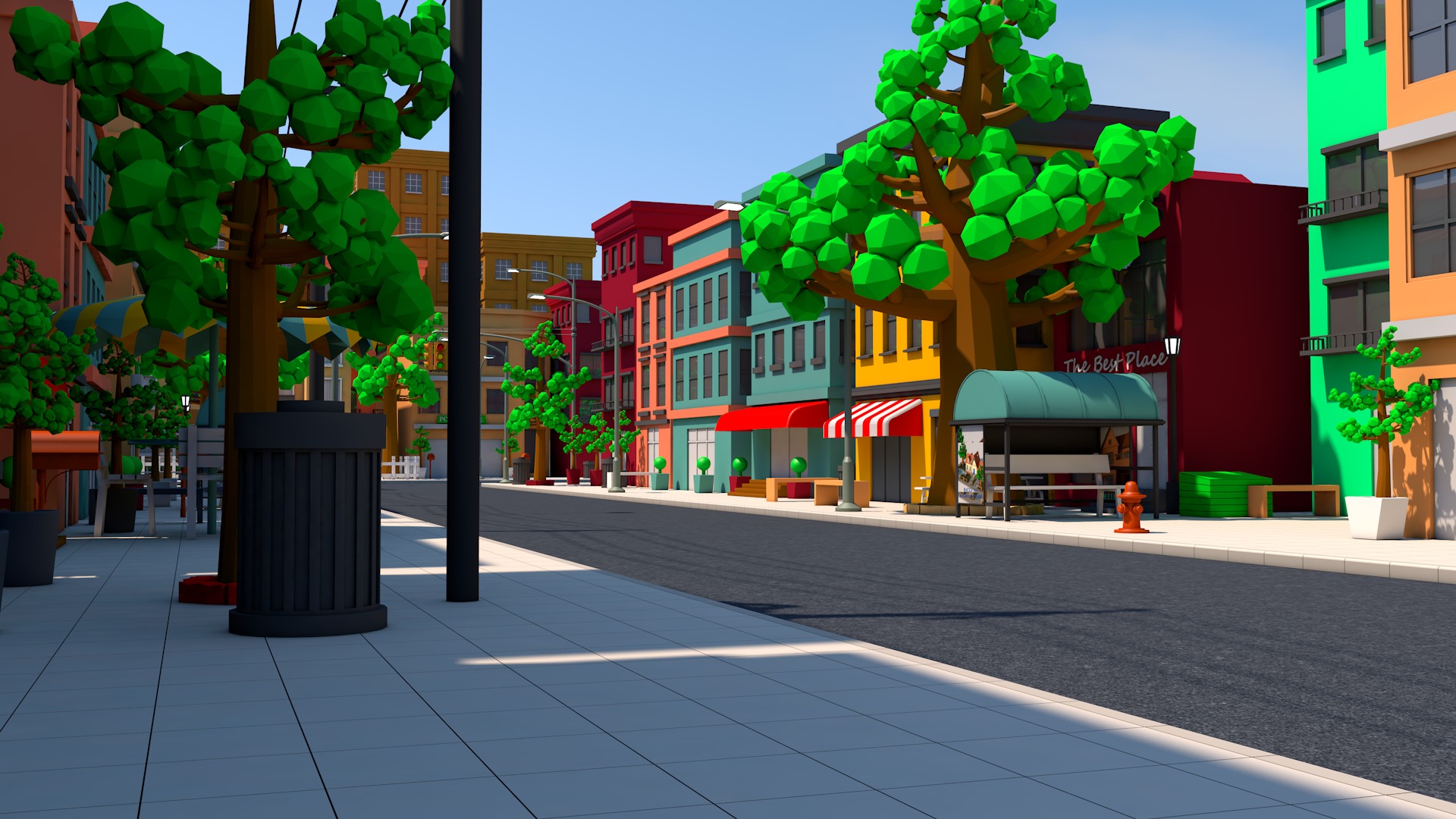 Cartoon Town 3D model_4