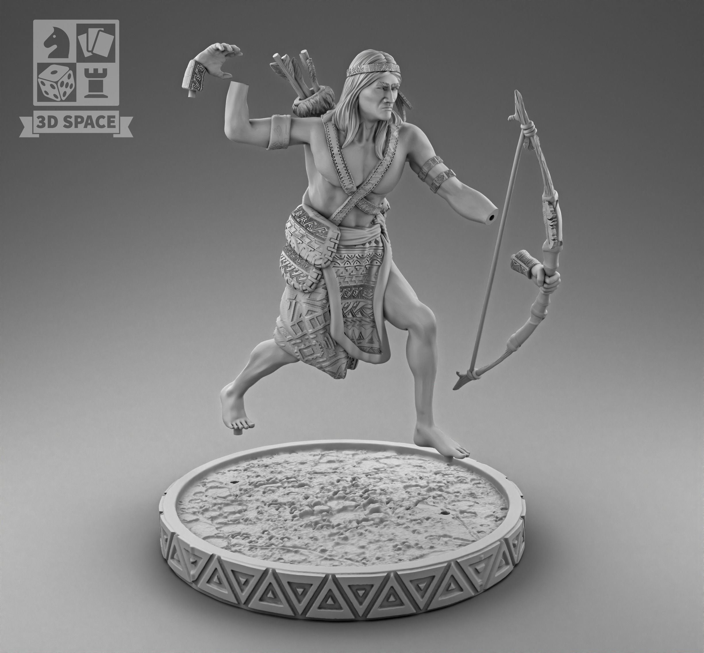 A warrior with a bow 3D print model_3