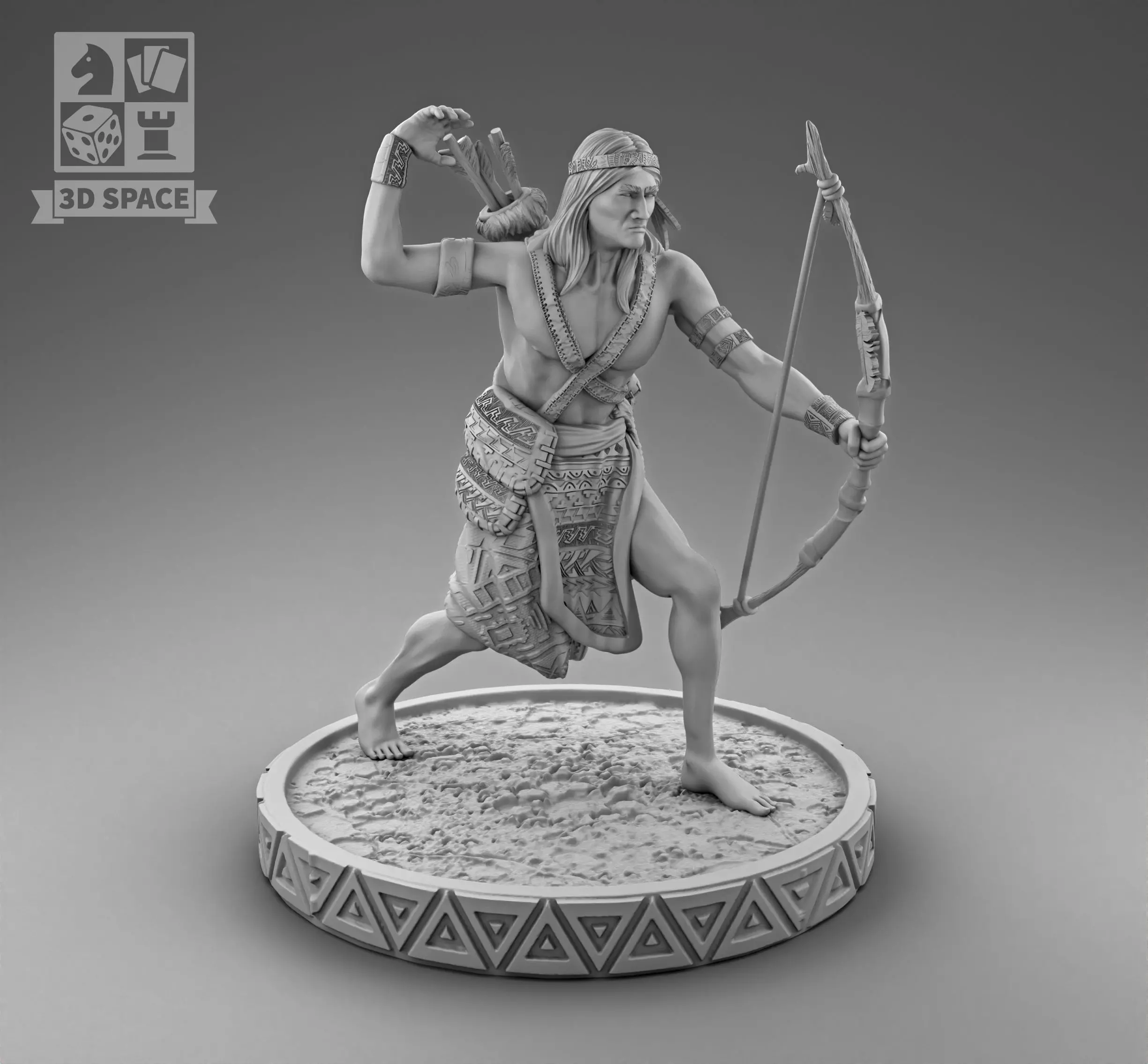 A warrior with a bow 3D print model_0