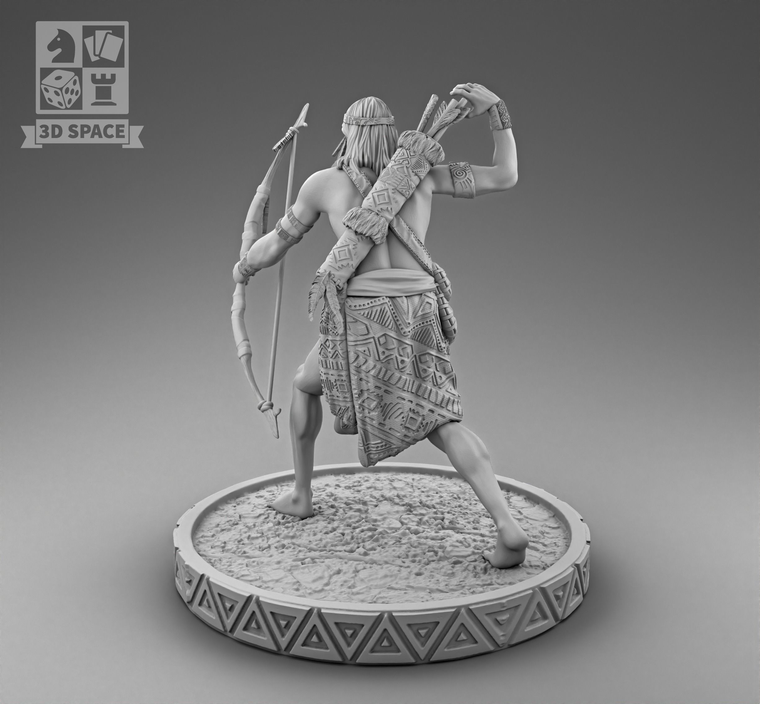 A warrior with a bow 3D print model_2