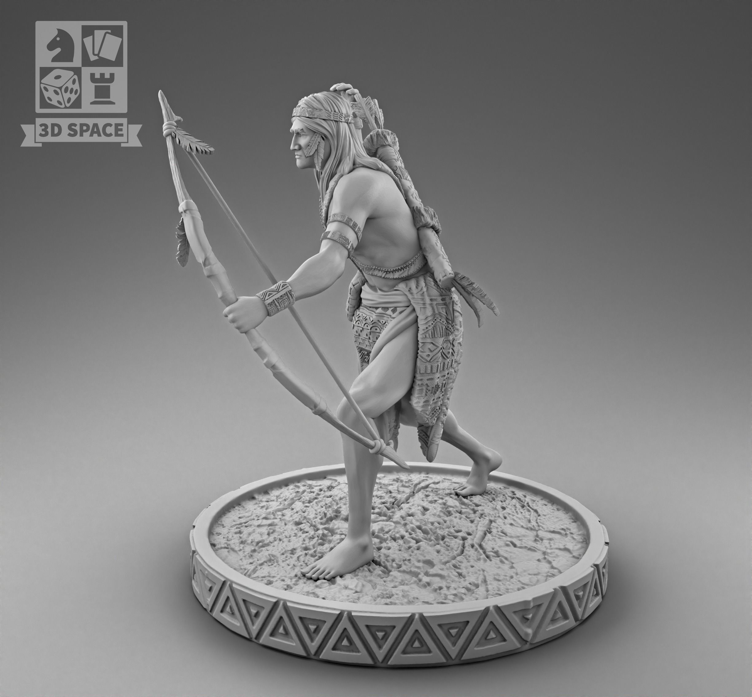 A warrior with a bow 3D print model_1