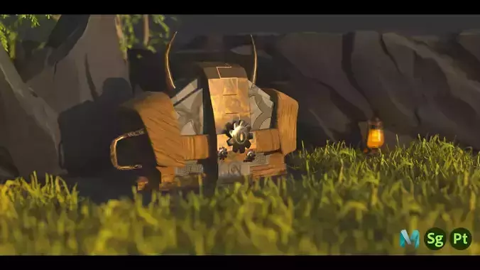 Game-ready Stylized Treasure Box Low-poly