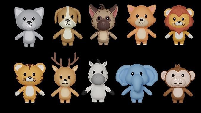 Cartoon 3D Animal Pack Vol 01 Low-poly 3D model
