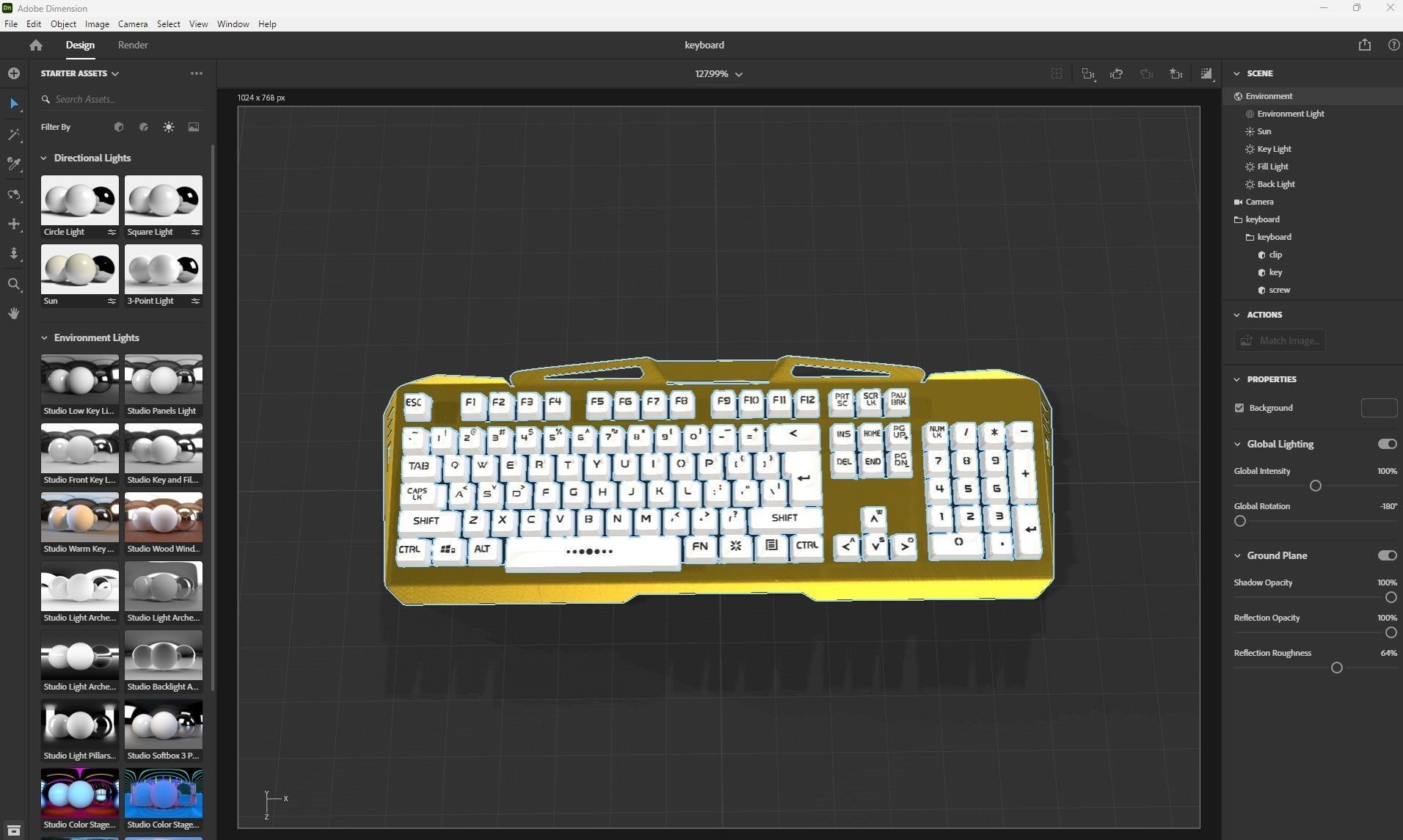 Mechanical Keyboard Low-poly 3D model_15