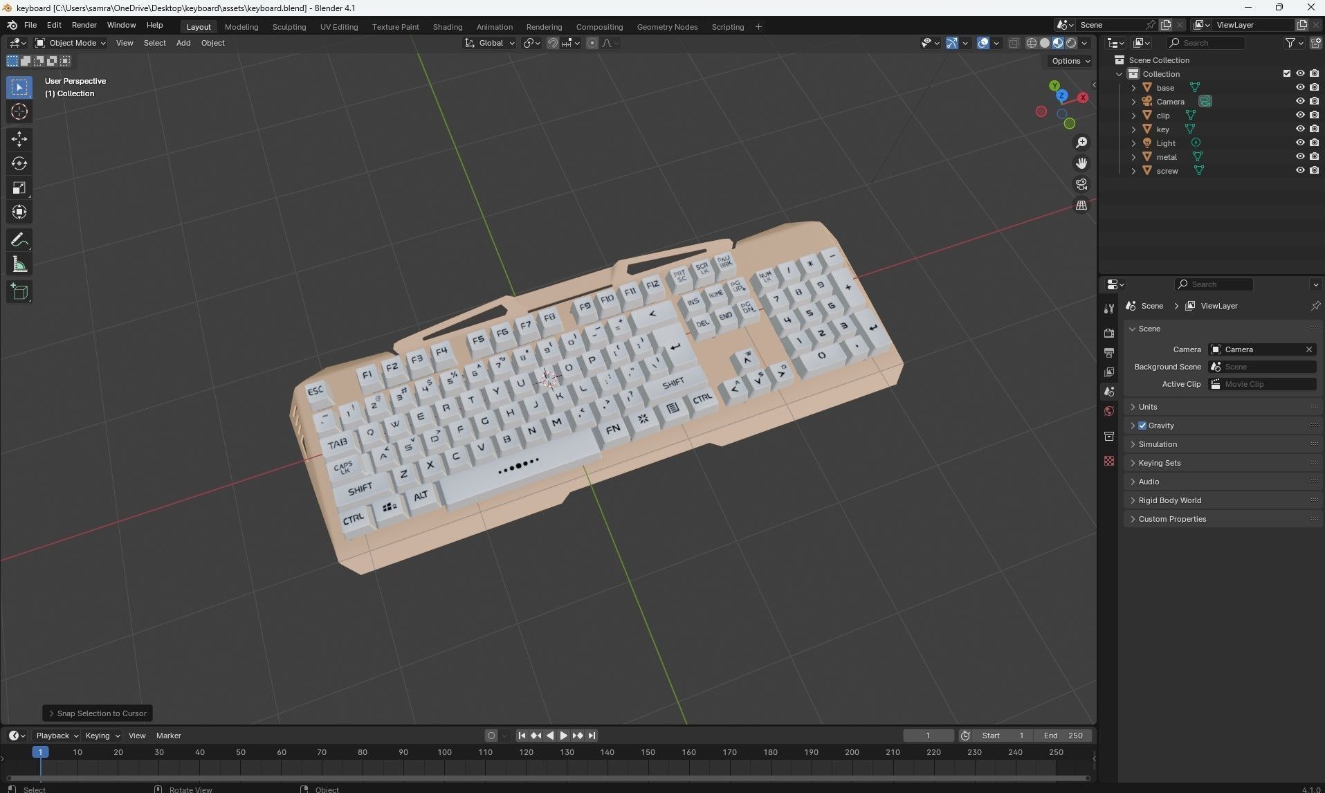 Mechanical Keyboard Low-poly 3D model_14