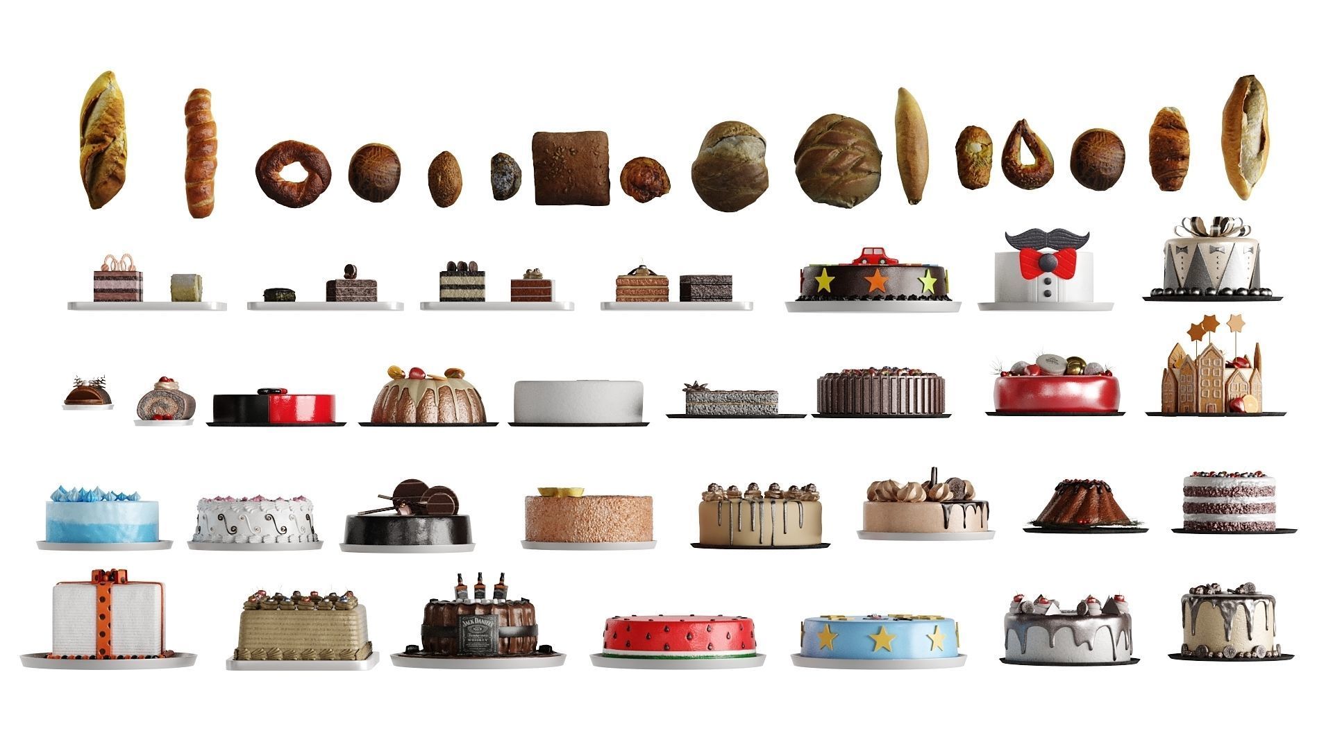 Pastry And Bread Collection 50 Models Low-poly 3D model_6