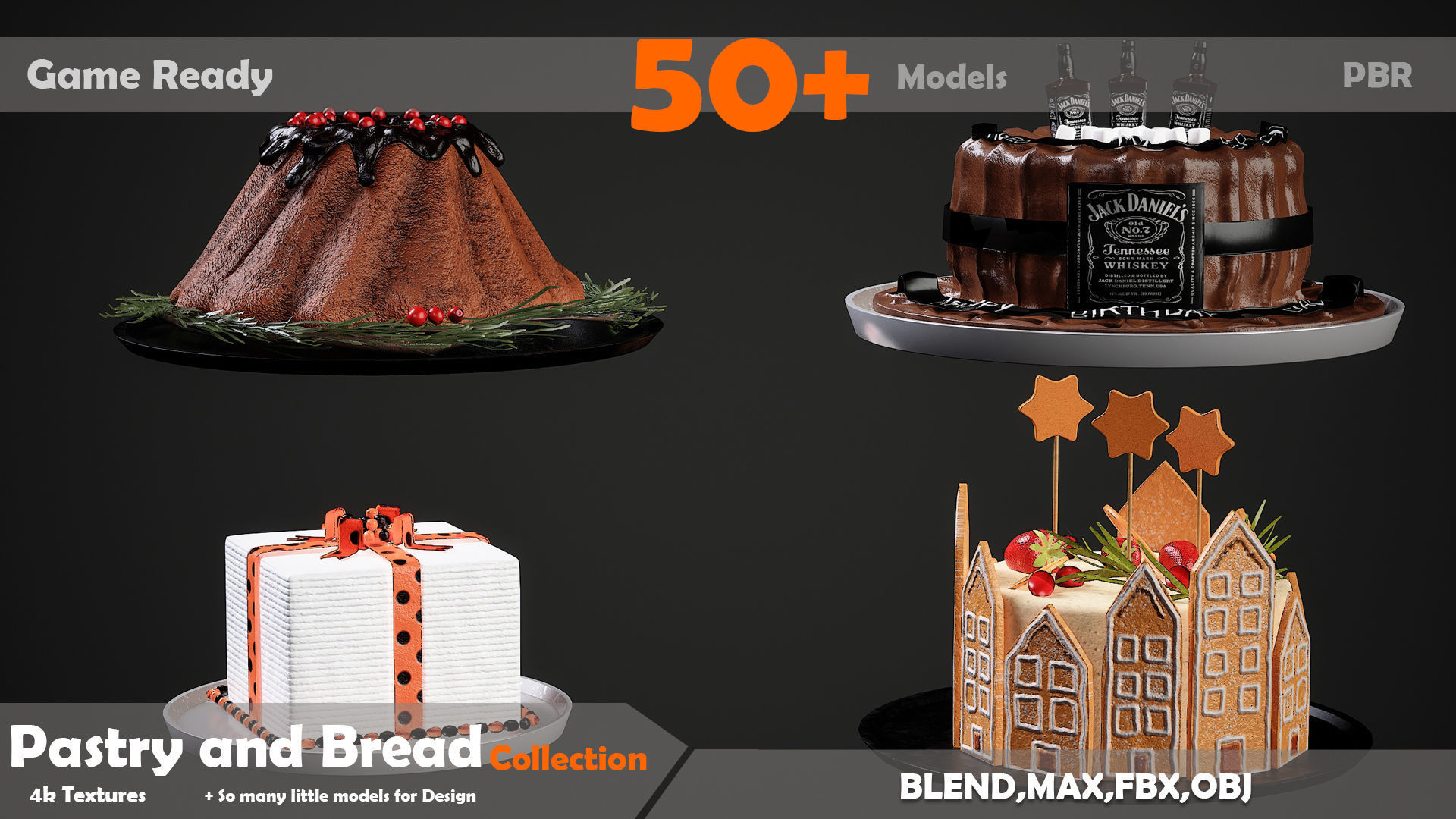 Pastry And Bread Collection 50 Models Low-poly 3D model_2
