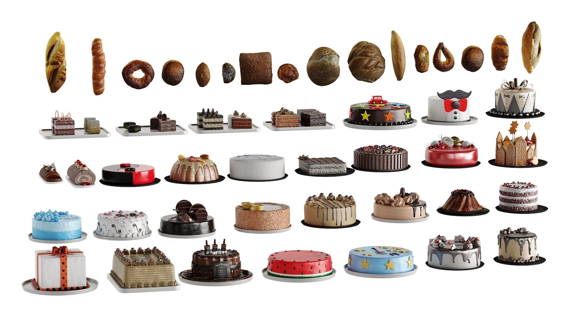 Pastry And Bread Collection 50 Models Low-poly 3D model_5