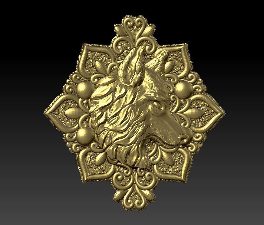 wolf pendant 3D model_1