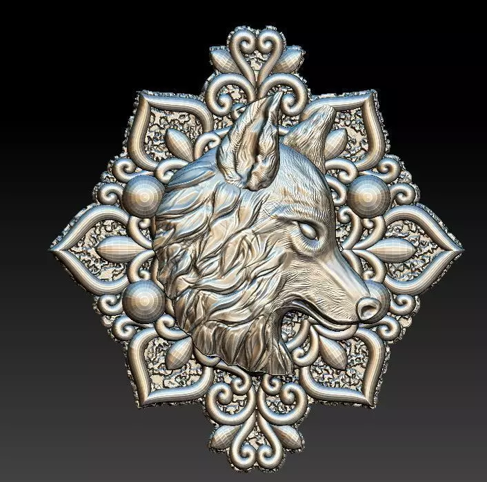 wolf pendant 3D model_0