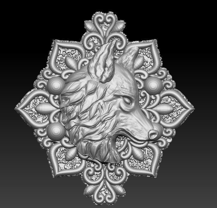 wolf pendant 3D model_2