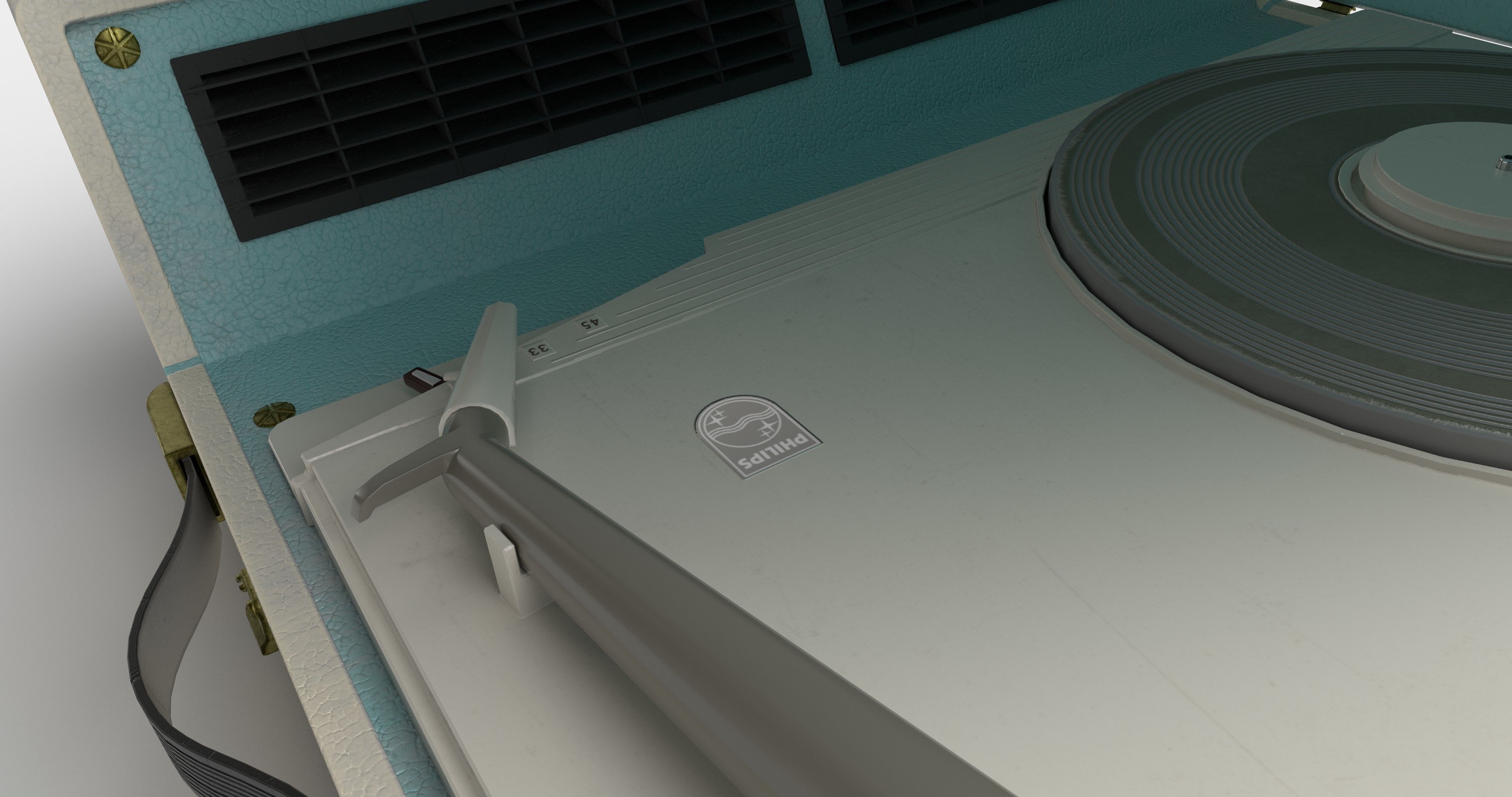 Vintage Philips Turntable Late 1960s 3D model_10