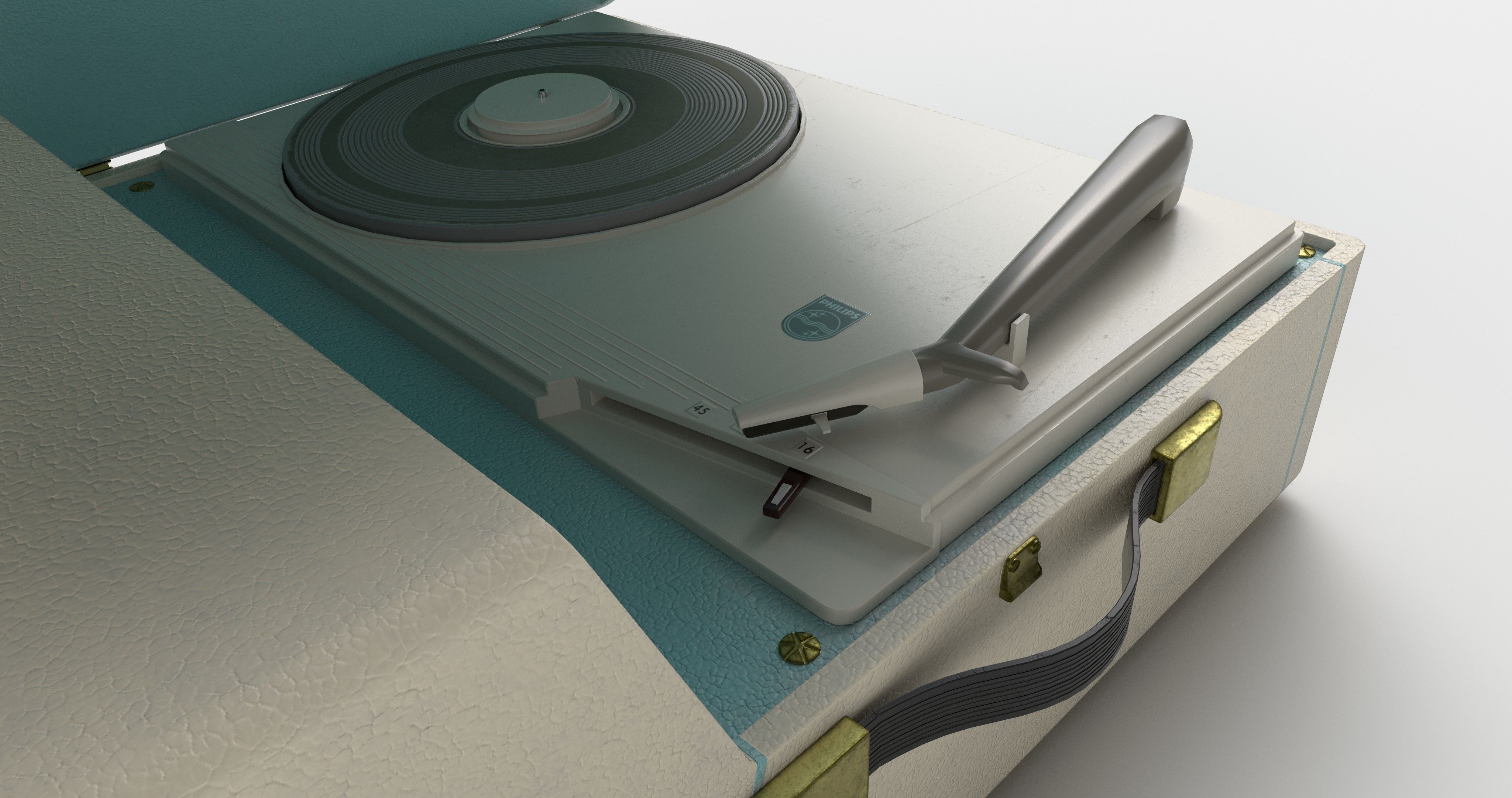 Vintage Philips Turntable Late 1960s 3D model_12