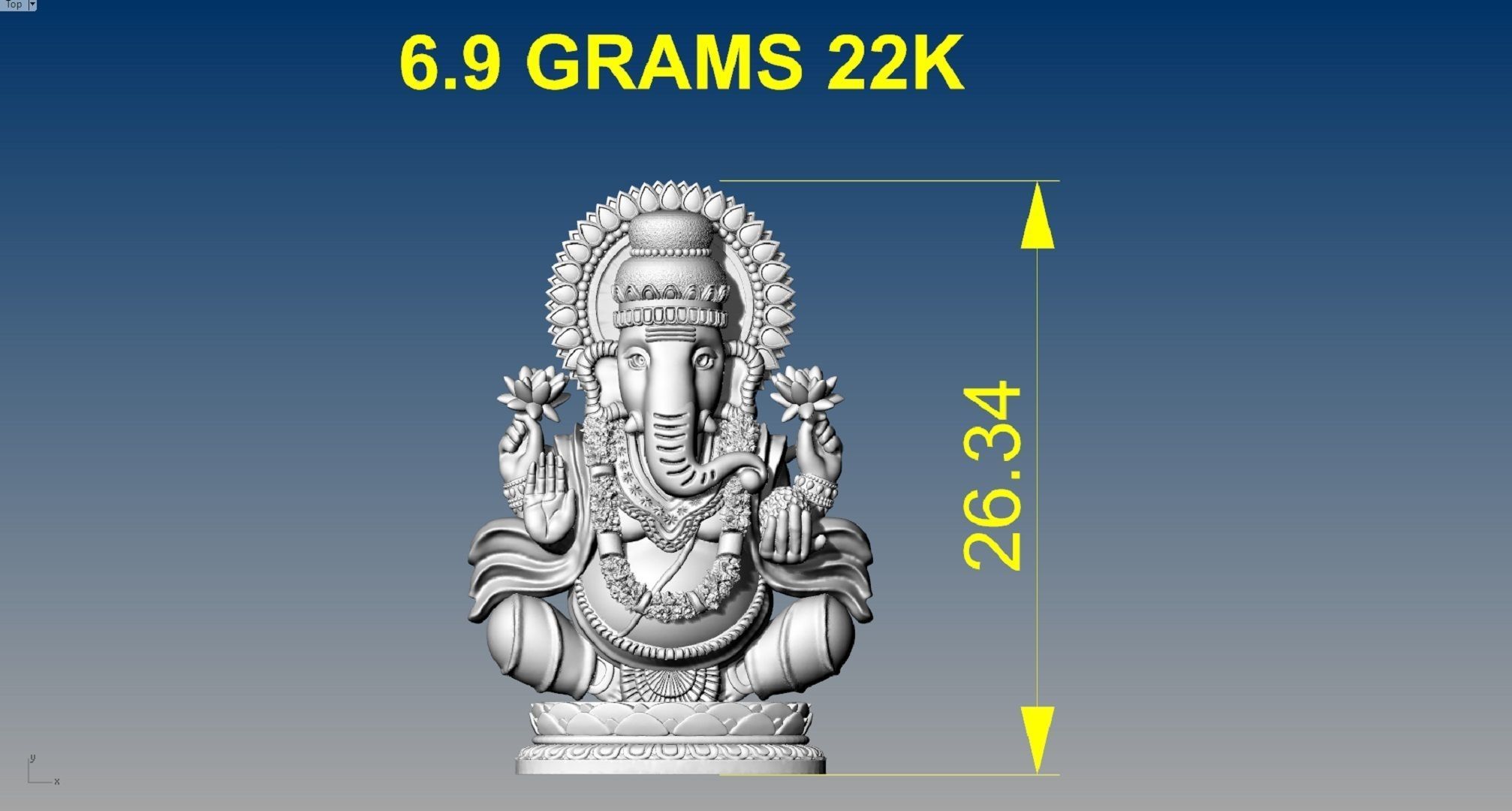 ganapathi pendent 3D print model_8