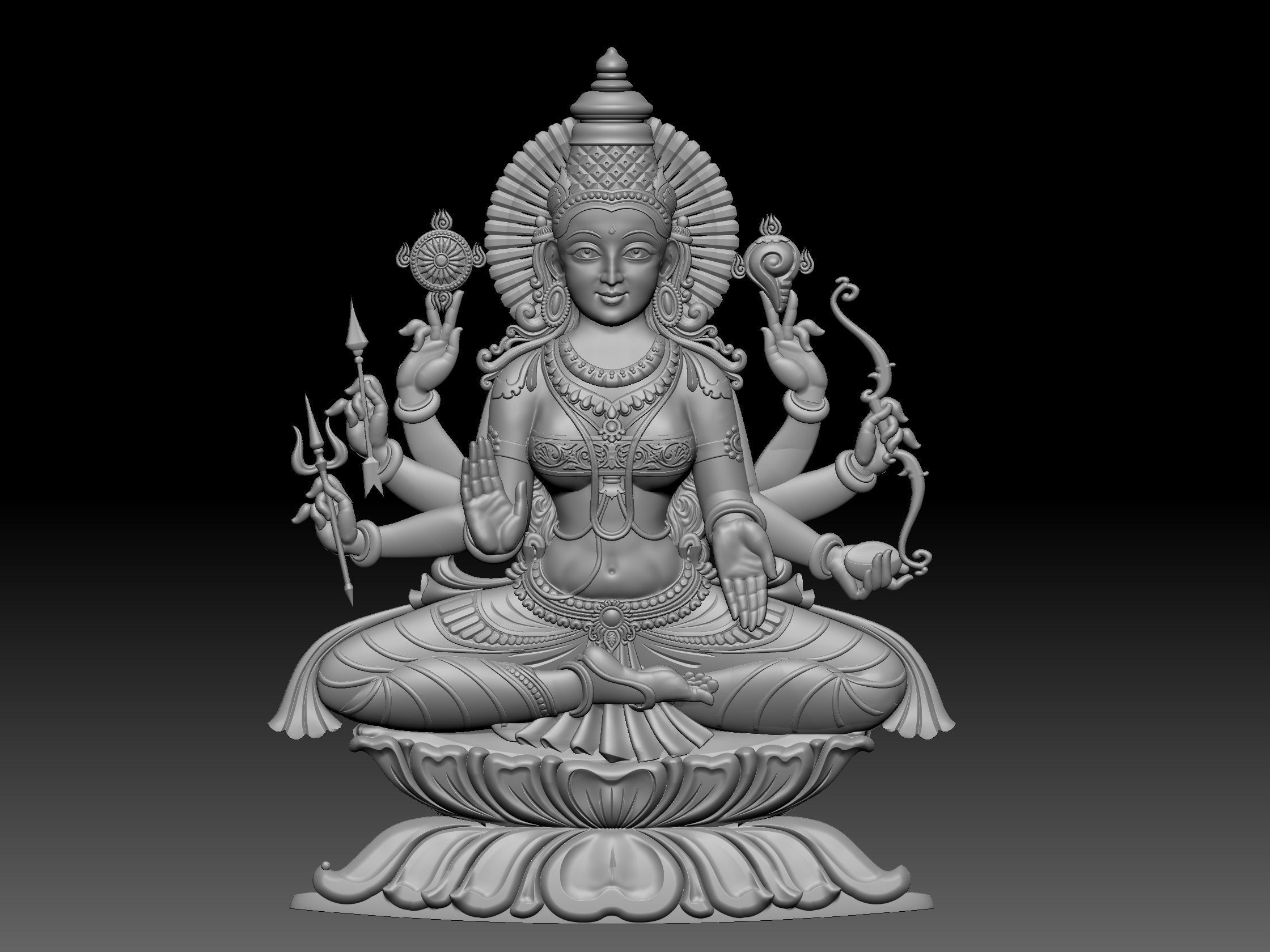 ashtalakshmi hindu god idol for printing 3D print model_7
