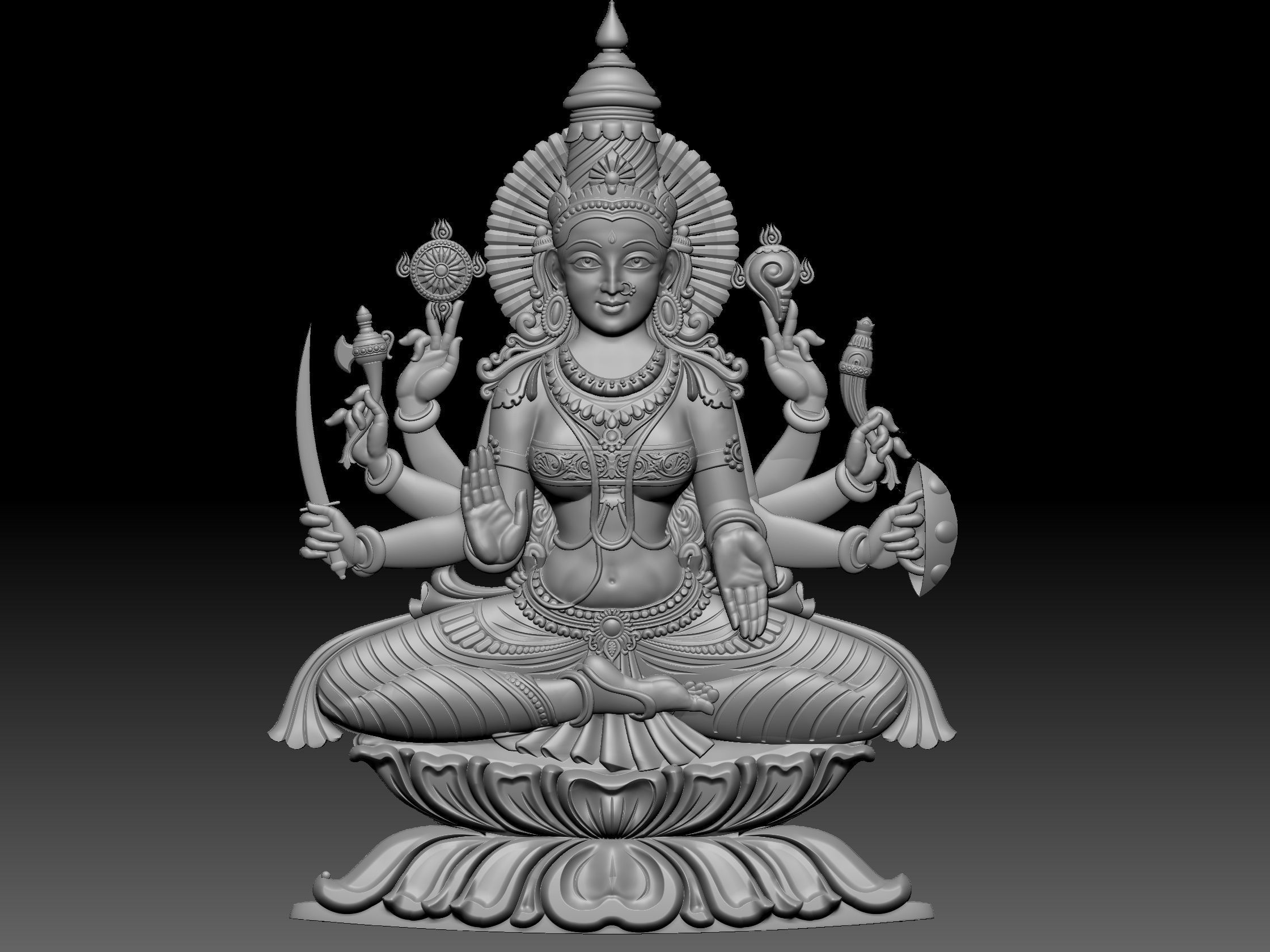 ashtalakshmi hindu god idol for printing 3D print model_8