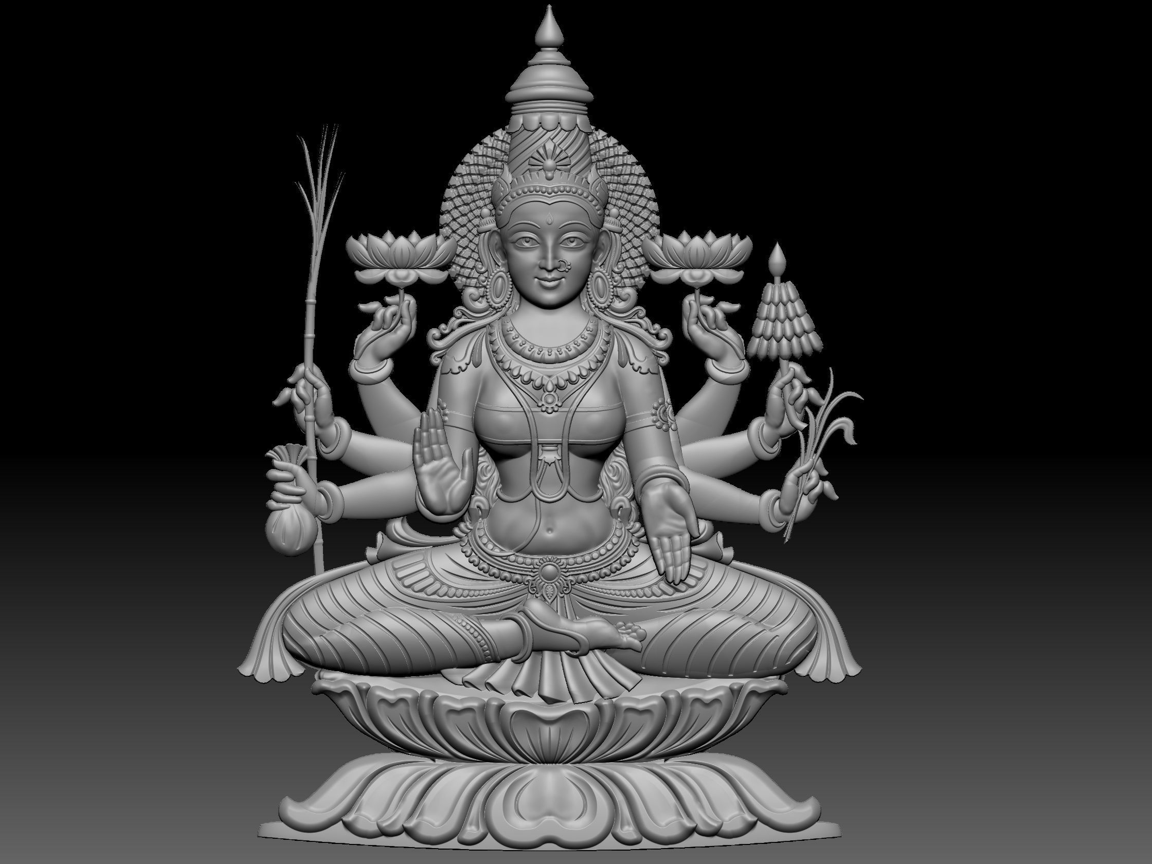 ashtalakshmi hindu god idol for printing 3D print model_4