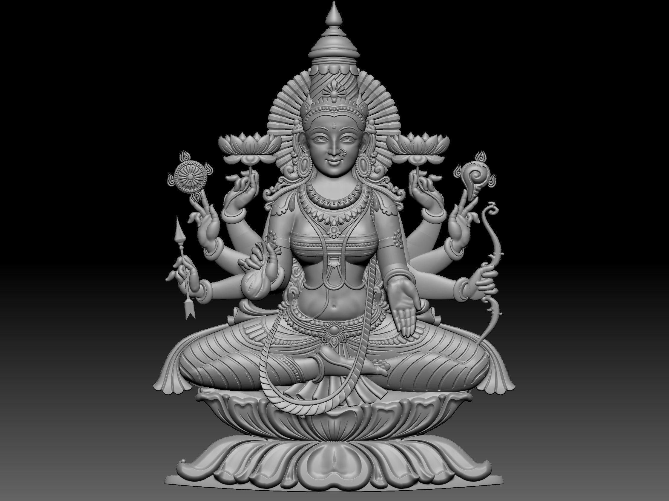 ashtalakshmi hindu god idol for printing 3D print model_3