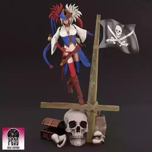 Harley Quinn Pirate Version - 1TO10 STL FILE 3D PRINT MODEL