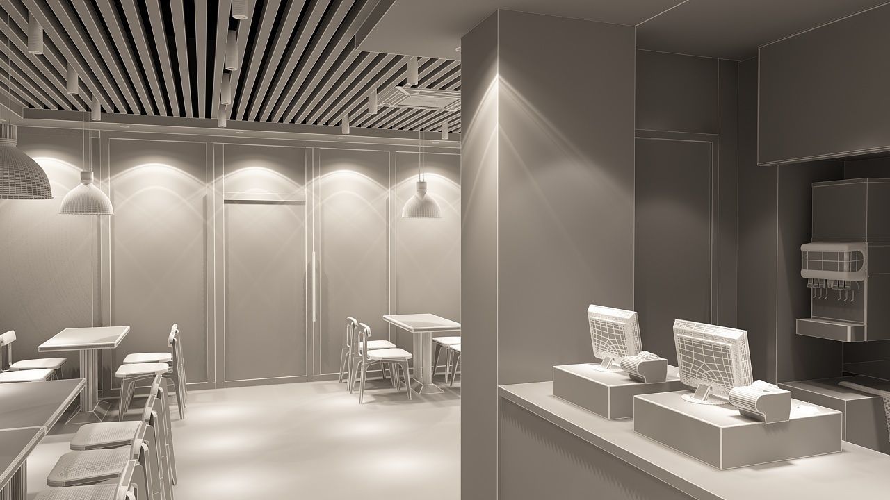 Burger Milk Tea Shop 3D model_13