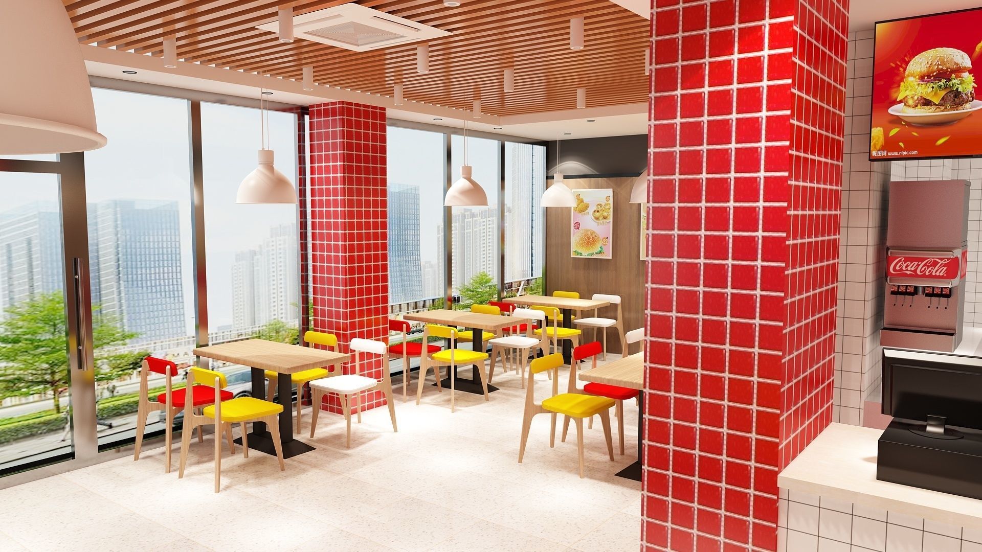 Burger Milk Tea Shop 3D model_2