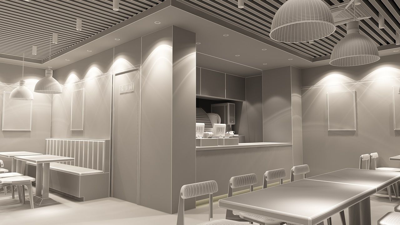 Burger Milk Tea Shop 3D model_15