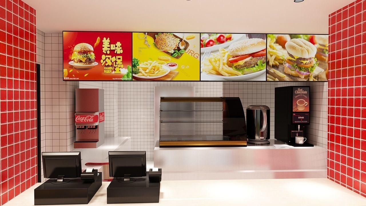 Burger Milk Tea Shop 3D model_11