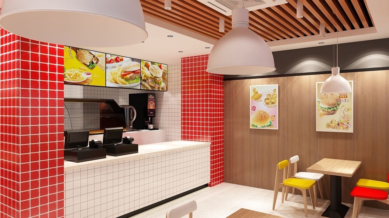 Burger Milk Tea Shop 3D model_7