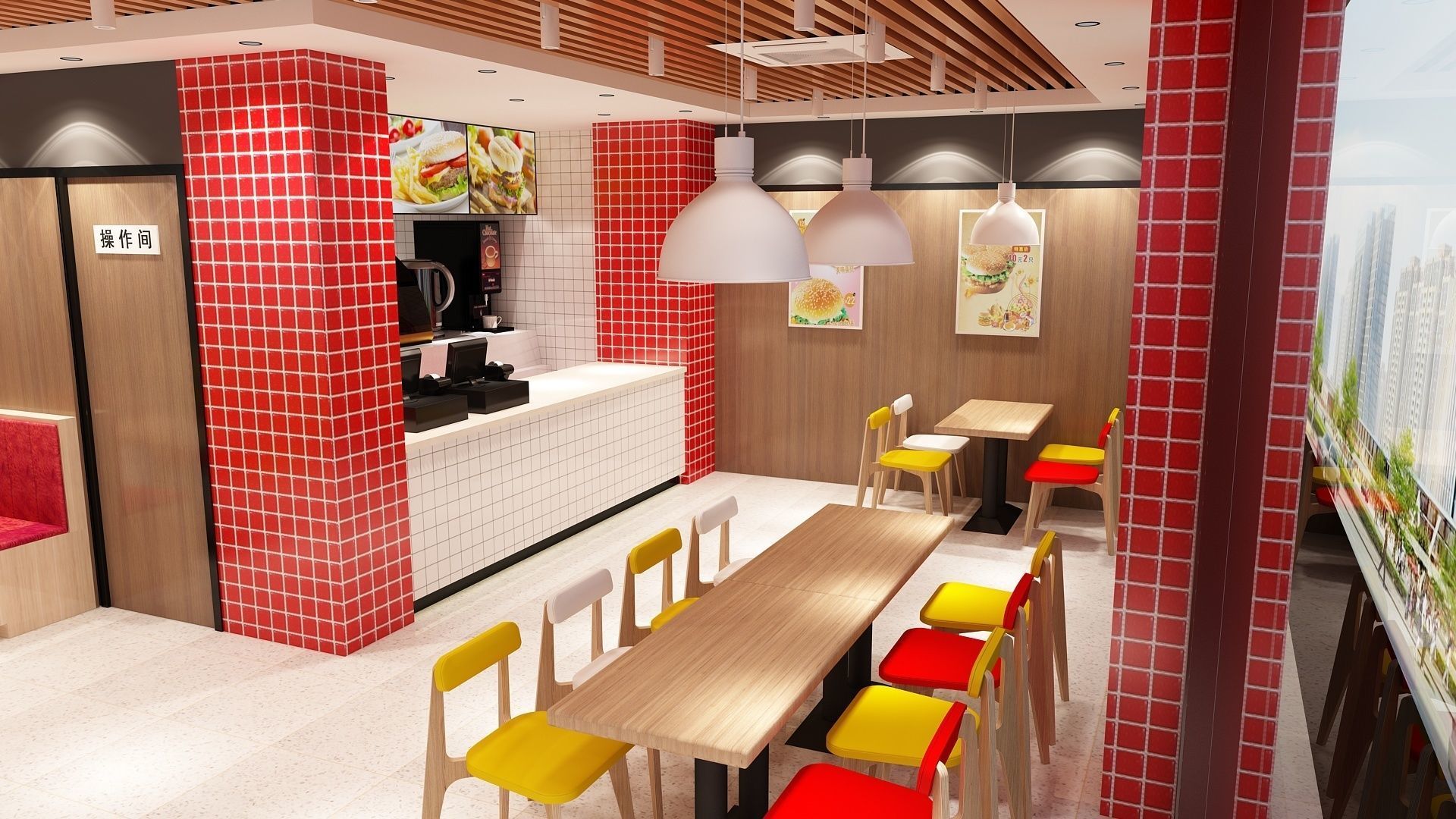 Burger Milk Tea Shop 3D model_5