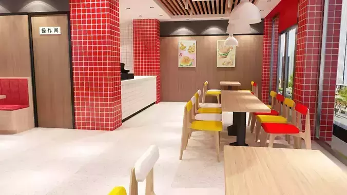 Burger Milk Tea Shop 3D model