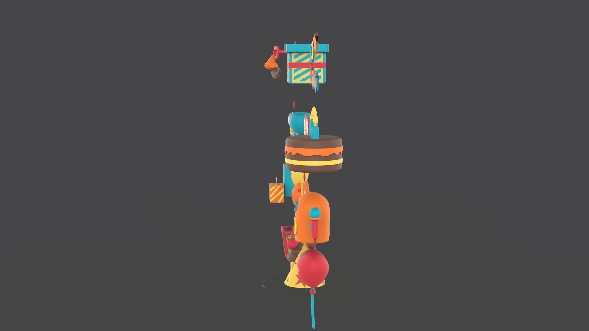 Cartoon Party Icons Pack v001 Low-poly 3D model_17