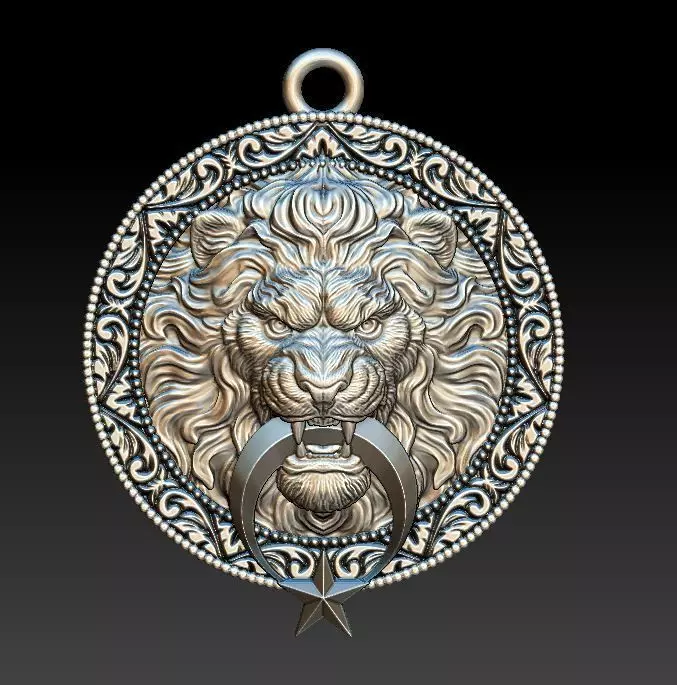 lion pendant 3D model_0