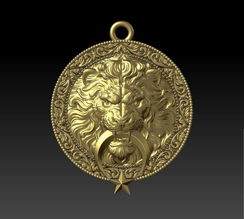 lion pendant 3D model_1