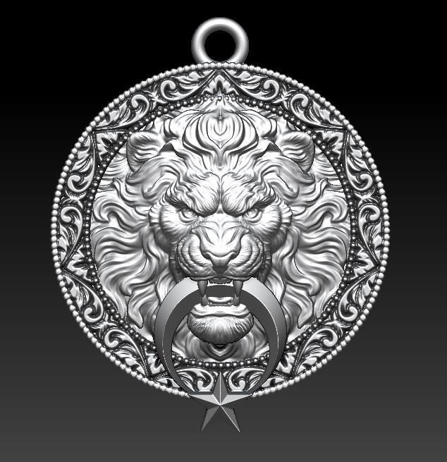 lion pendant 3D model_2