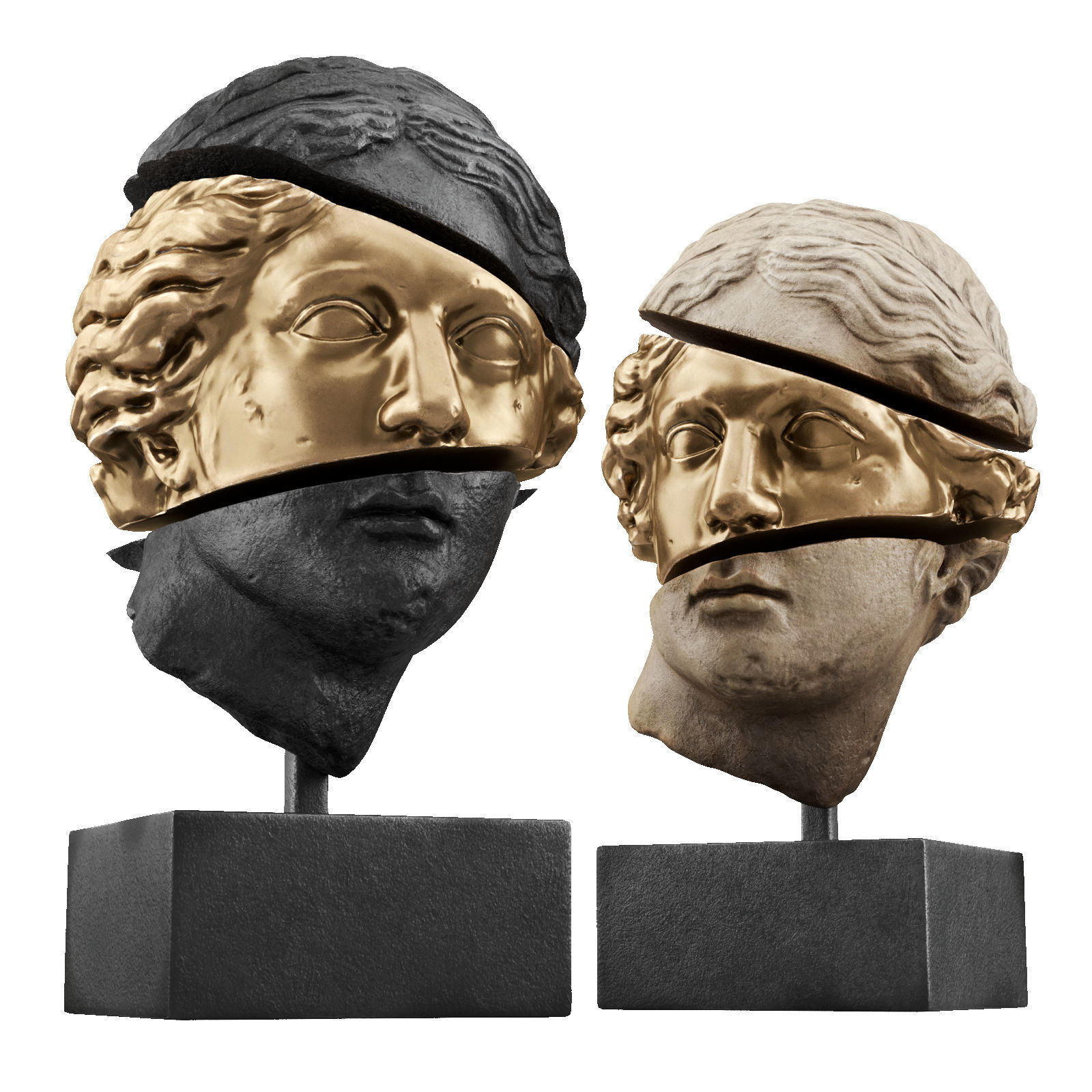 Appollo head sliced sculpture Low-poly 3D model_3