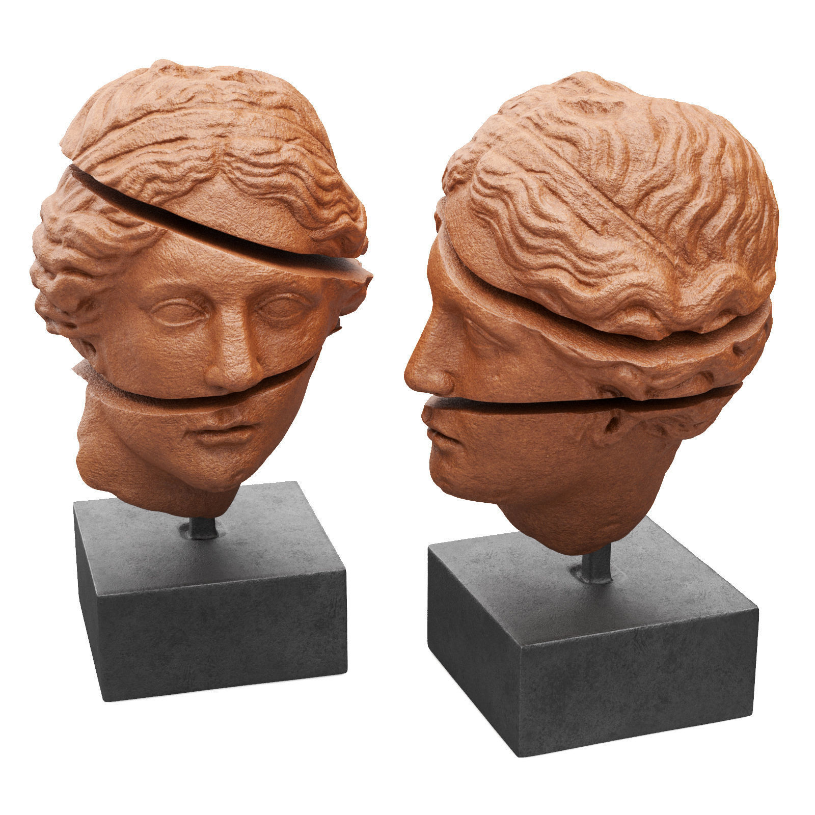 Appollo head sliced sculpture Low-poly 3D model_5