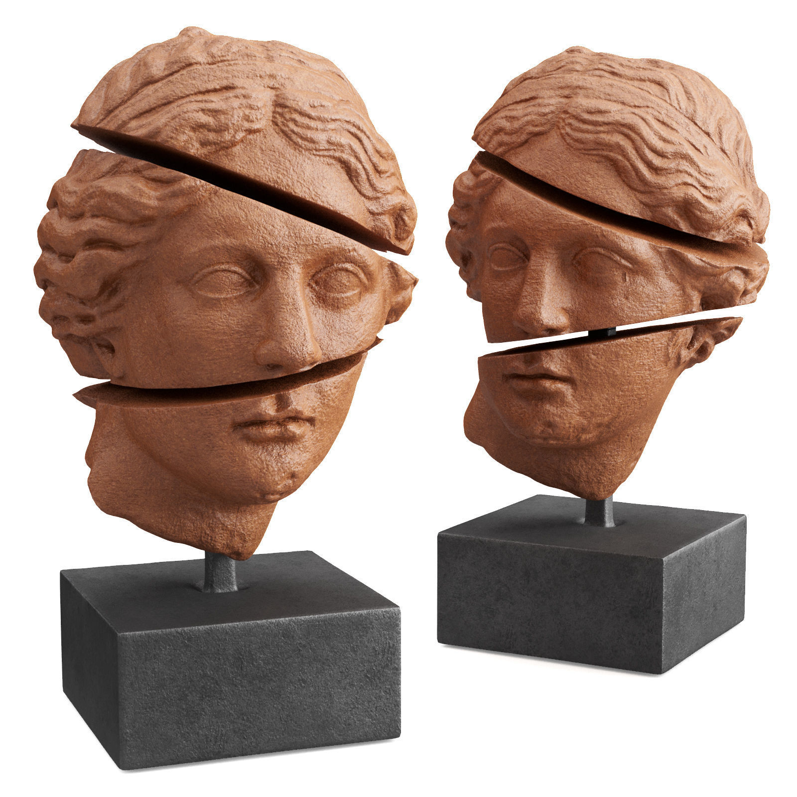 Appollo head sliced sculpture Low-poly 3D model_2
