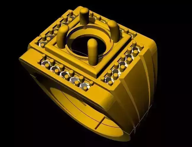 men gem stone ring 3dm file