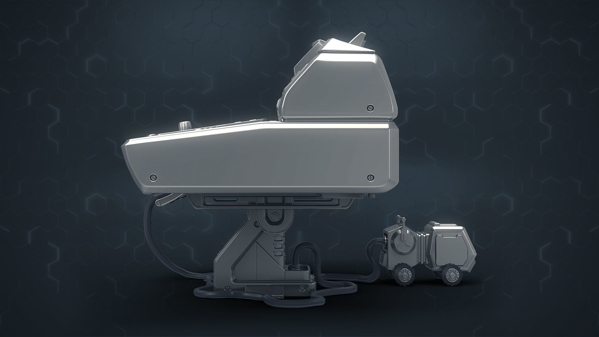 3D Central Computer Control Terminal with Portable Generator 3D model_8