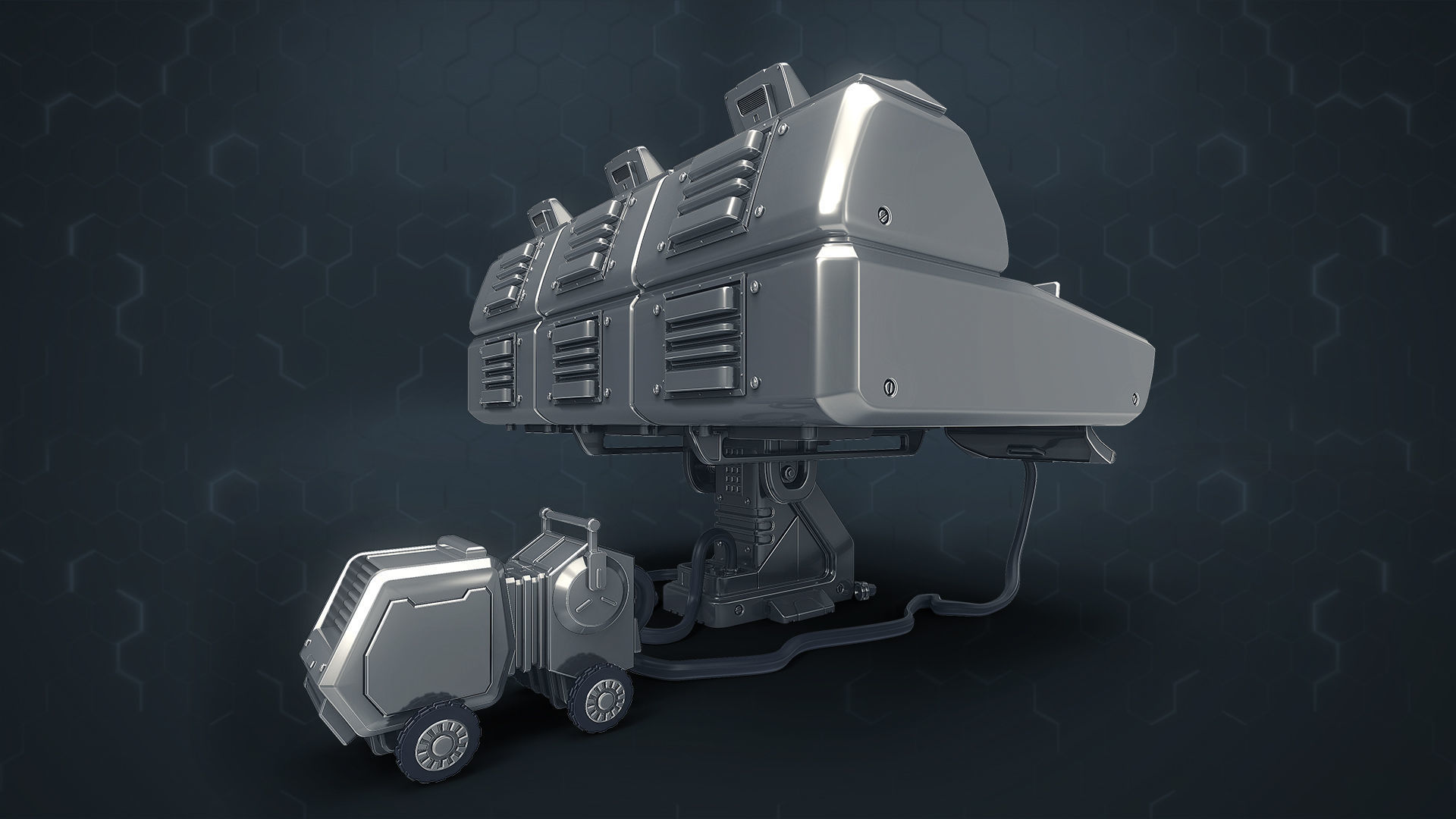 3D Central Computer Control Terminal with Portable Generator 3D model_4