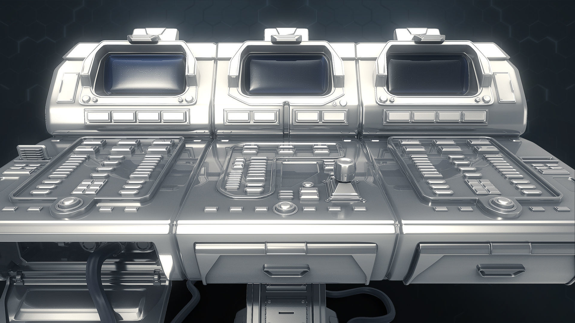 3D Central Computer Control Terminal with Portable Generator 3D model_10