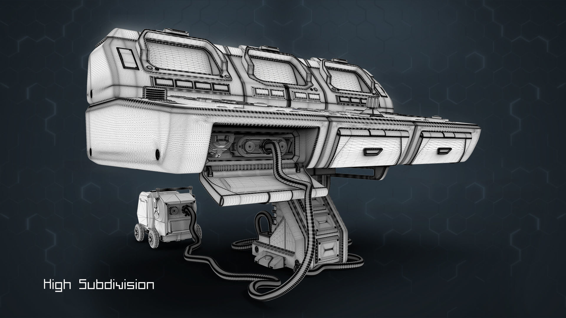3D Central Computer Control Terminal with Portable Generator 3D model_13