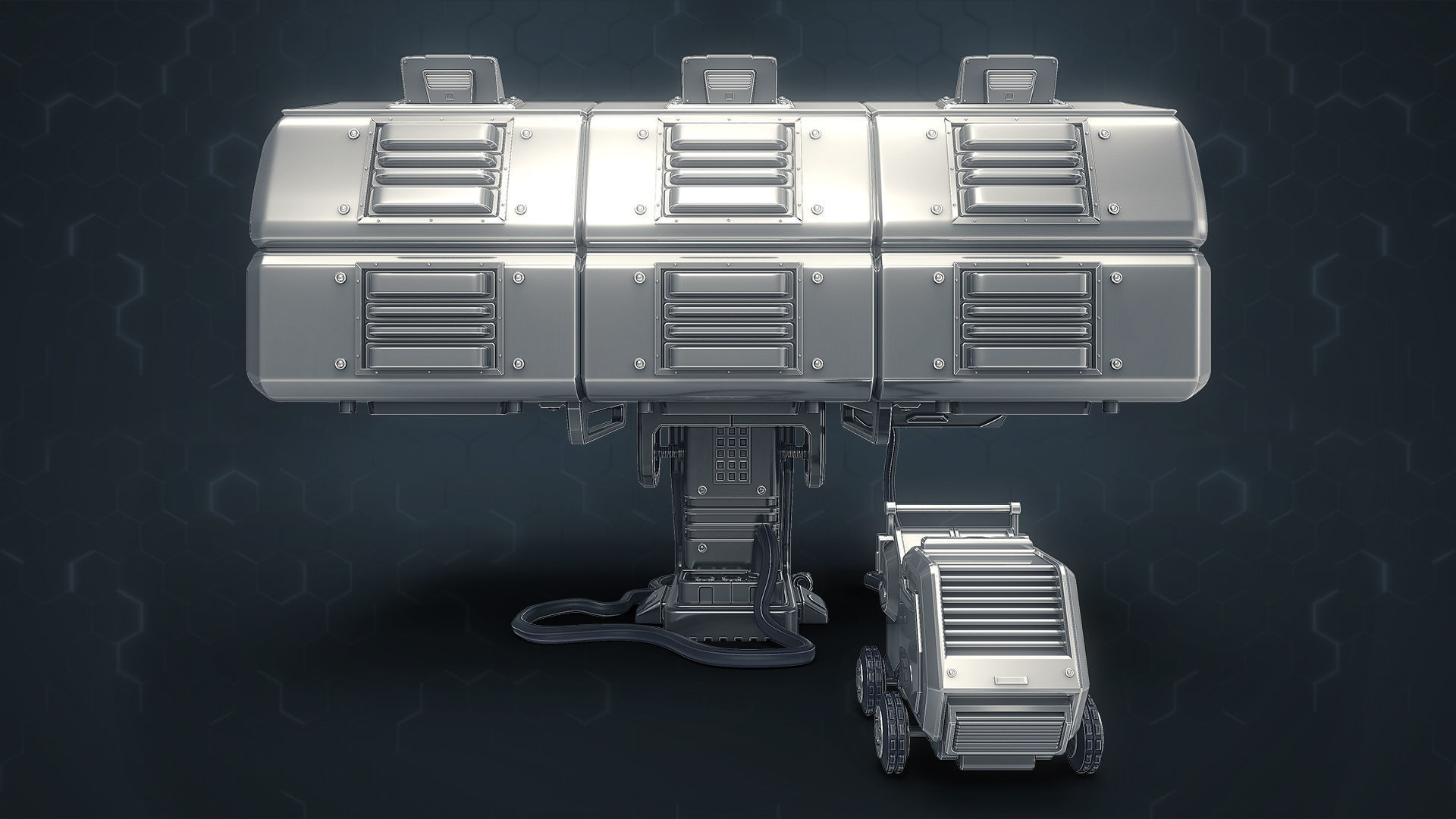 3D Central Computer Control Terminal with Portable Generator 3D model_5