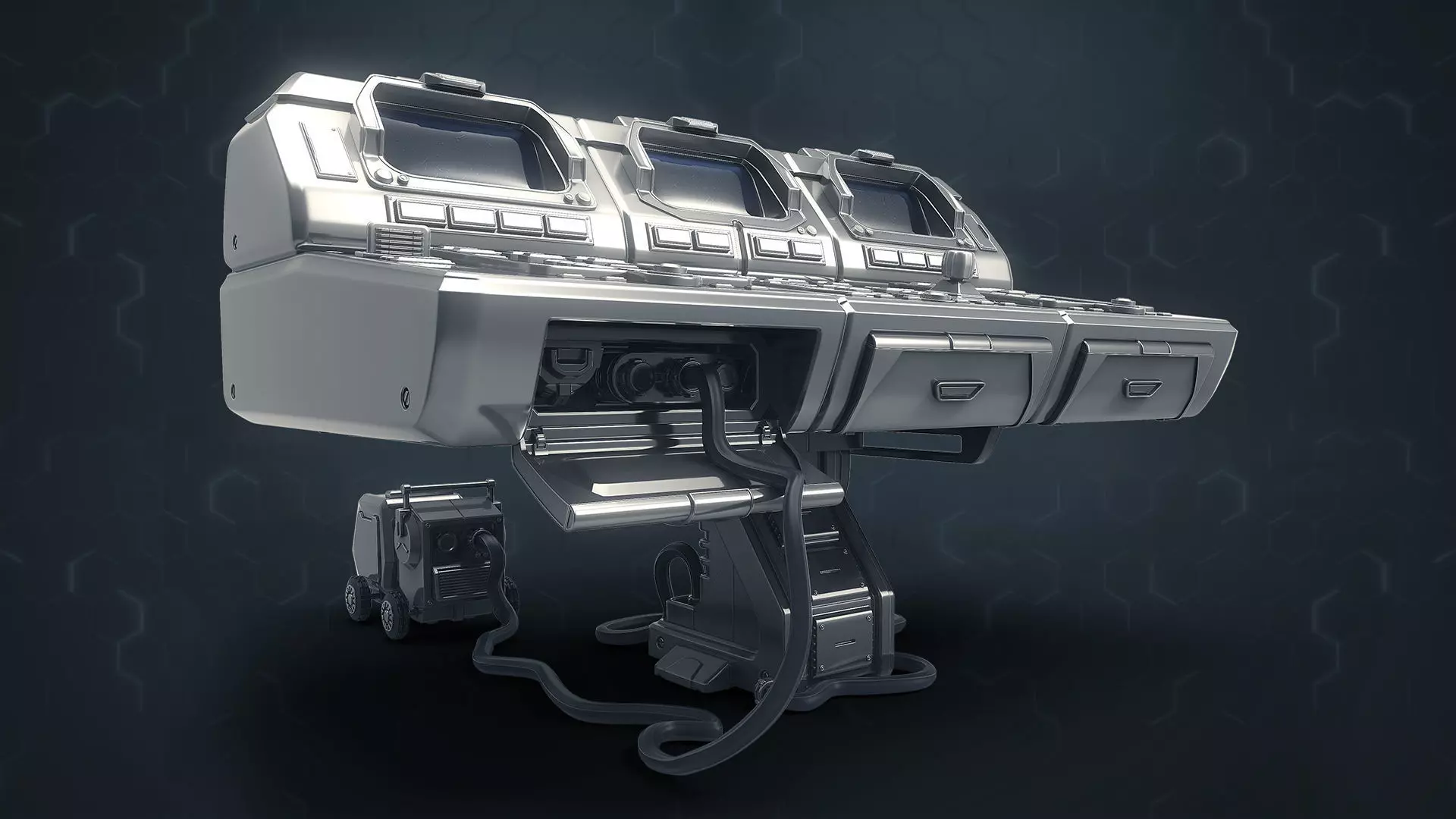 3D Central Computer Control Terminal with Portable Generator 3D model_0