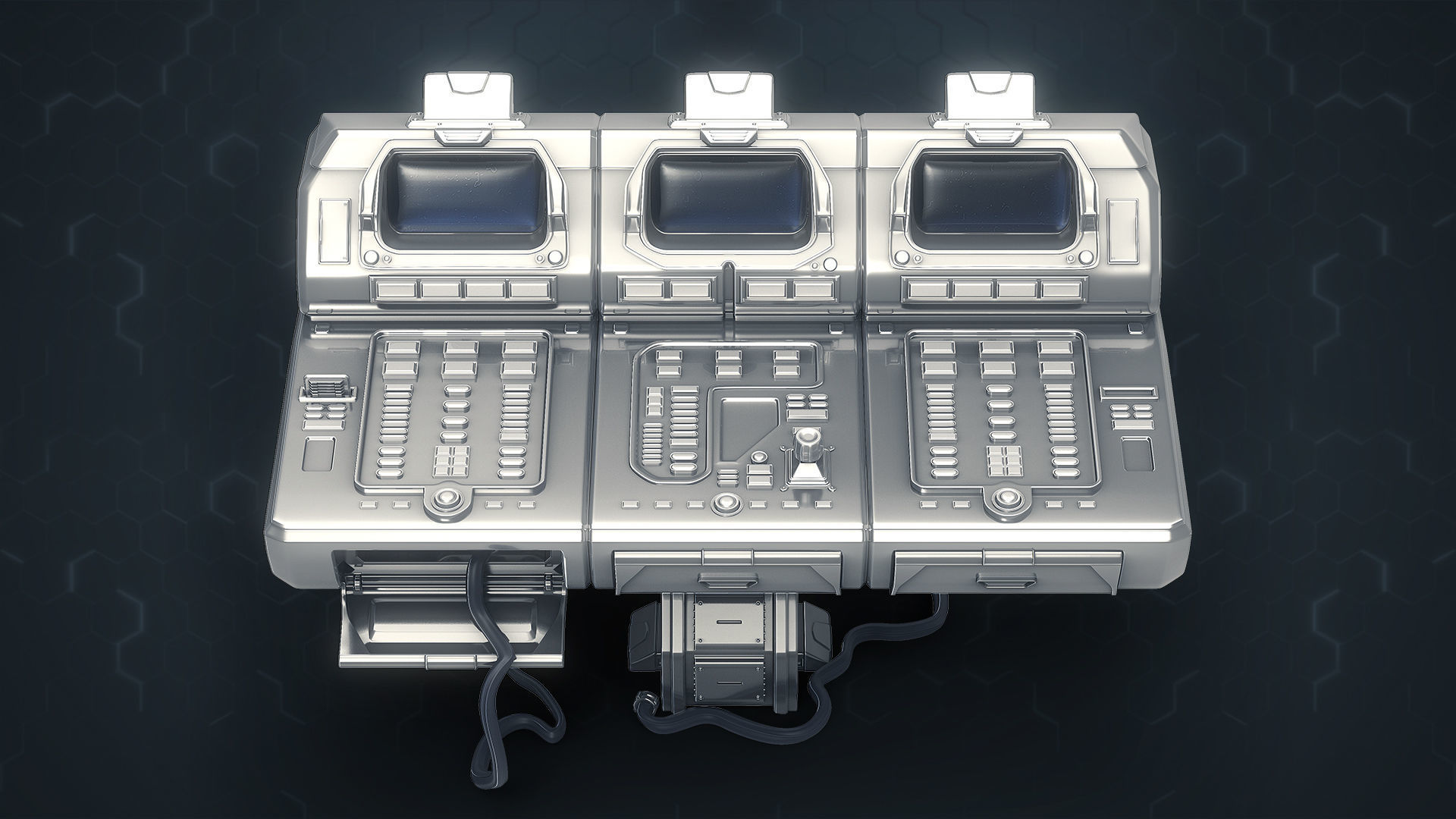 3D Central Computer Control Terminal with Portable Generator 3D model_9