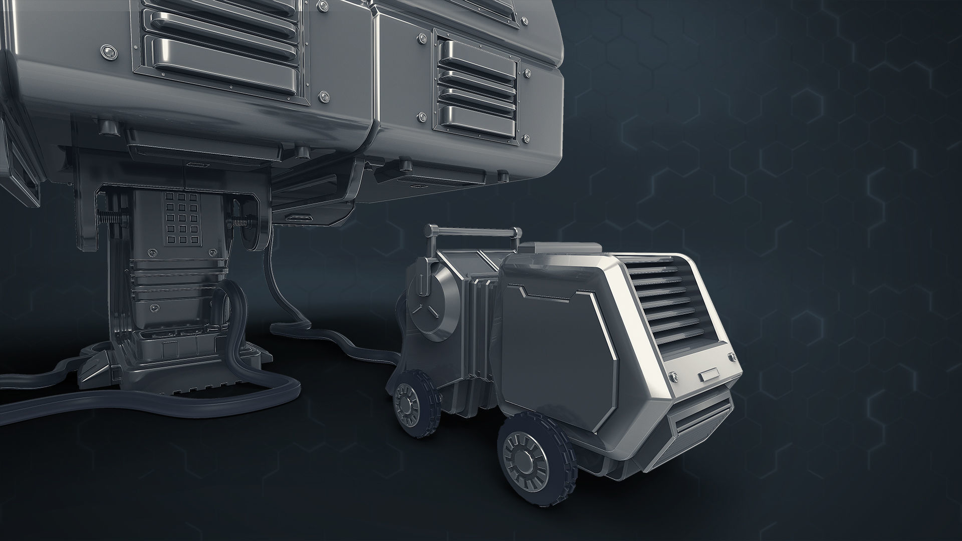 3D Central Computer Control Terminal with Portable Generator 3D model_7