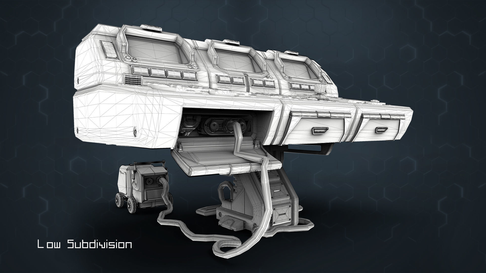 3D Central Computer Control Terminal with Portable Generator 3D model_12