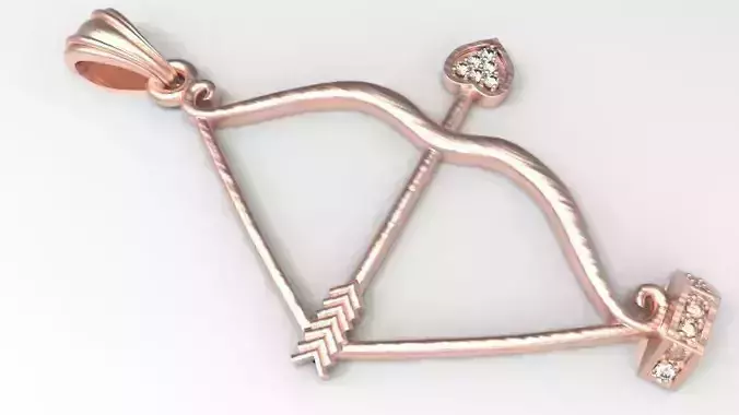 Bow N Arrow Archer Diamond Cupid Love Pendant Necklace