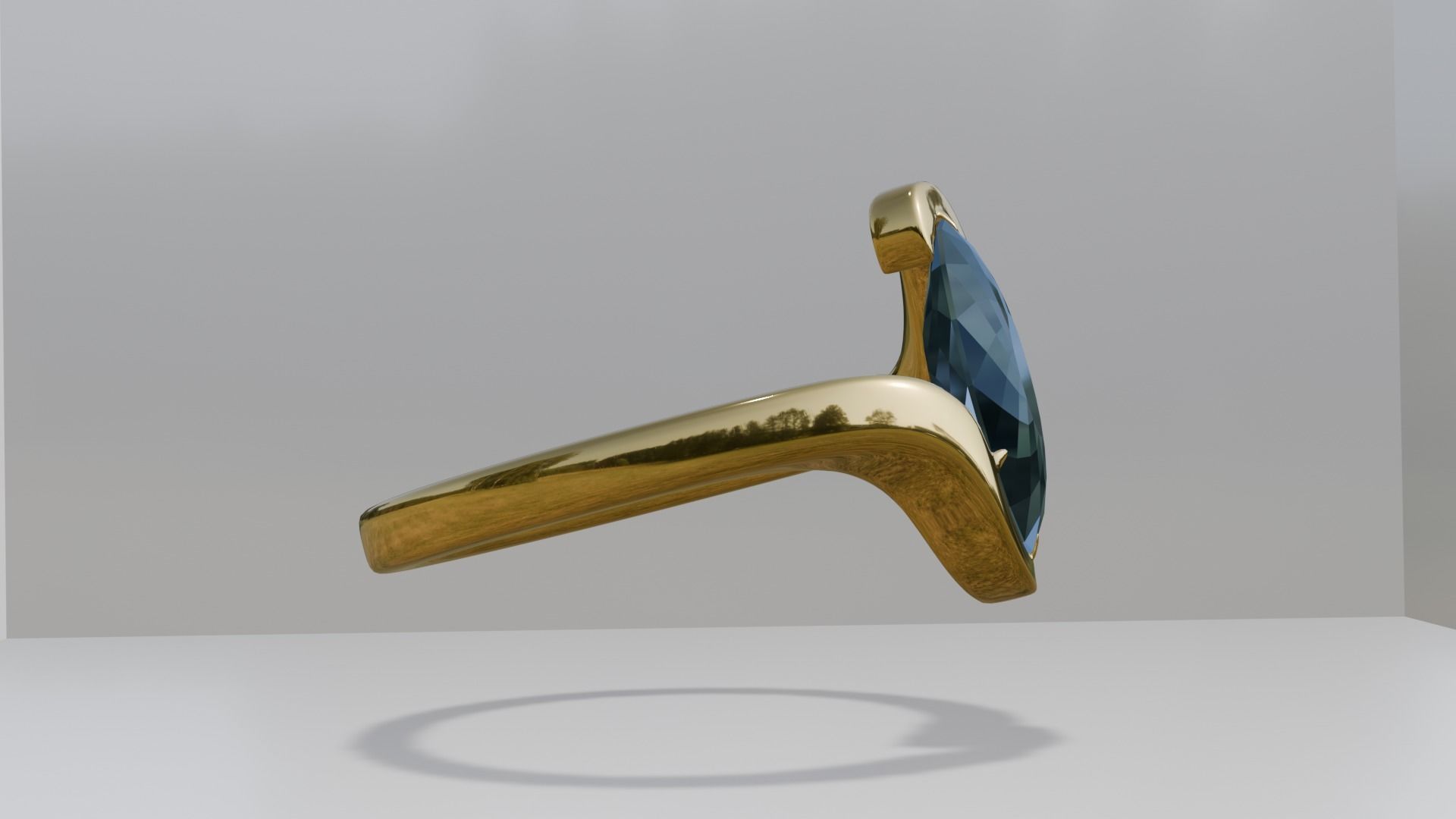 3d ring with blue daimend made in blender 3D print model_4