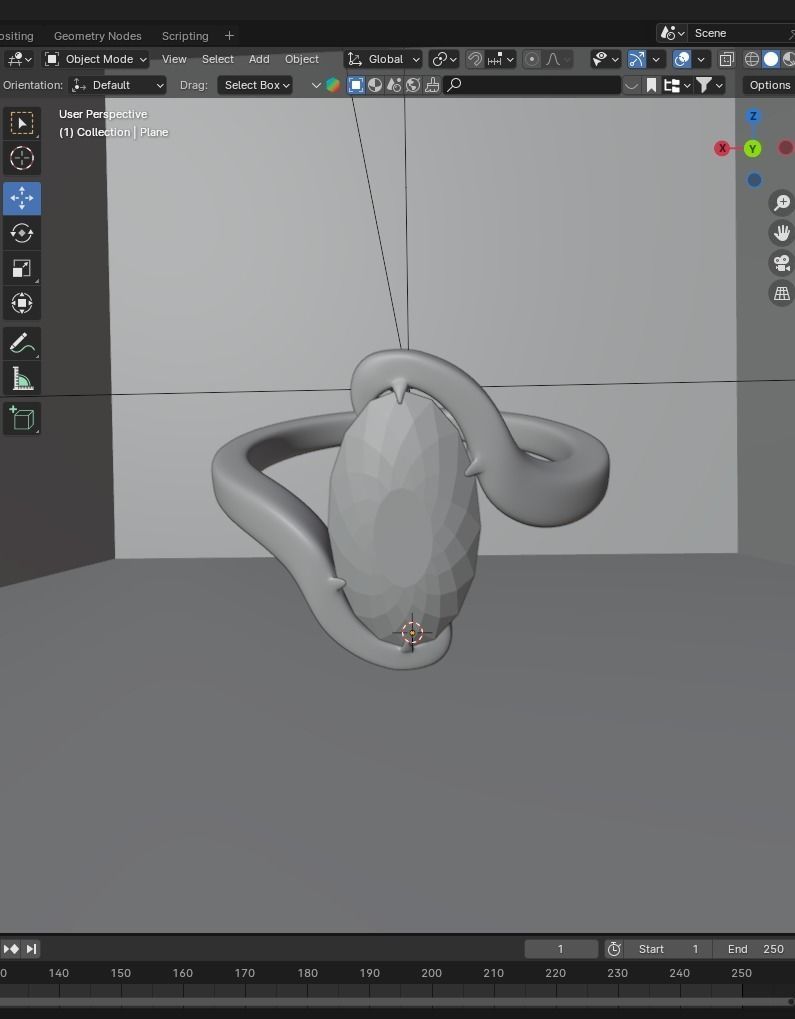 3d ring with blue daimend made in blender 3D print model_7